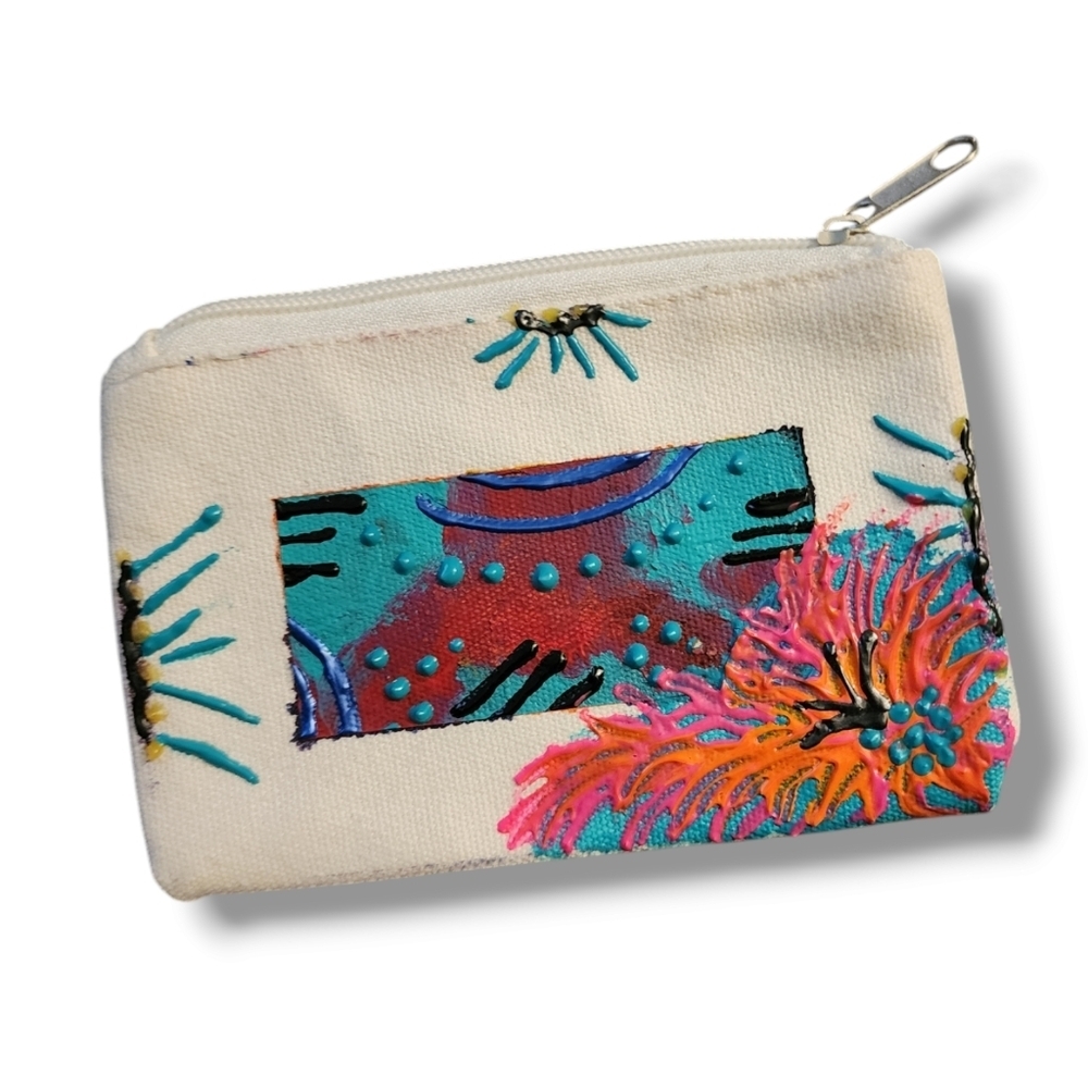 Handpainted Zipper Clutch Pouch